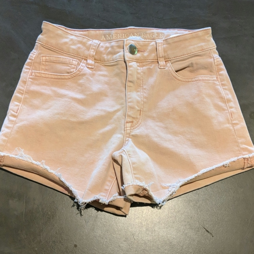 Light pink AR jean shorts